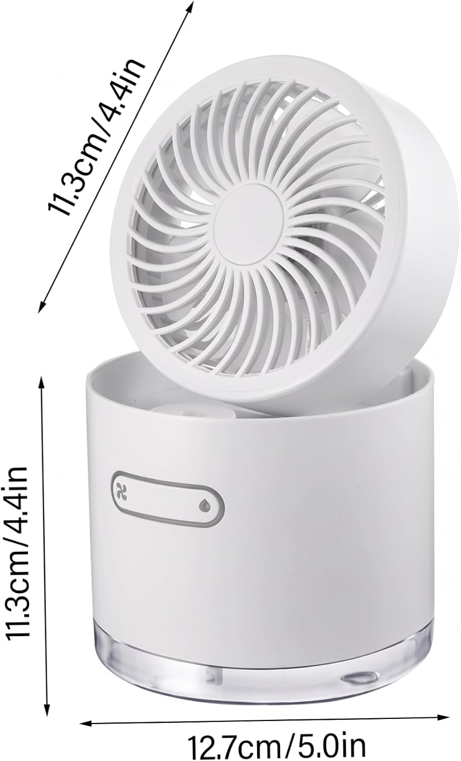 Portable Air Cooler Battery Powered Misting Fan with LED Lights White | 3 Wind Modes Mini Air Cooler, Nano Humidifying Mist, 180° Adjust, LED Ambiance, Home/Office/Travel