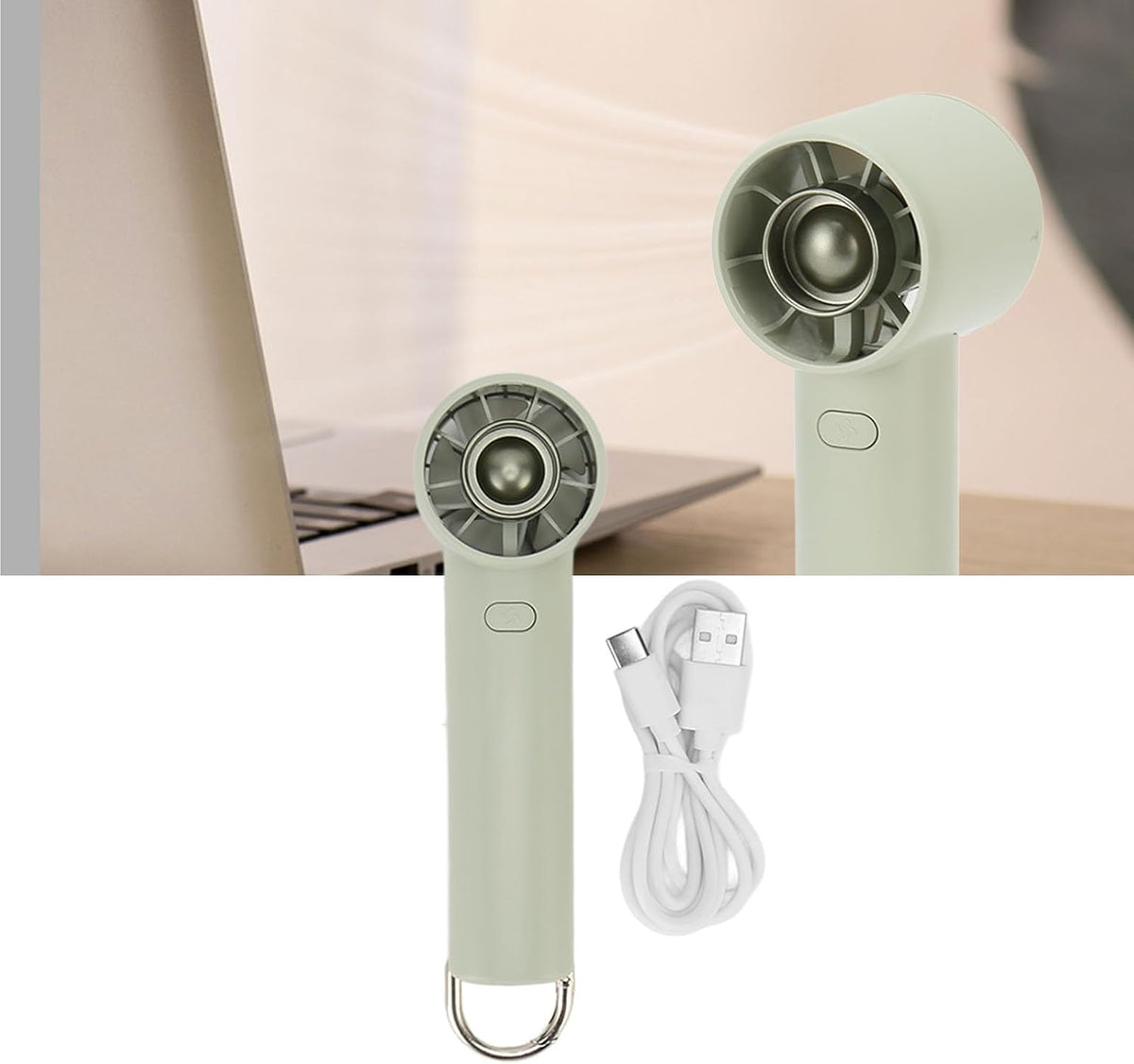 Handheld Mini Fan USB Rechargeable Portable Personal Fan with Ergonomic Grip for Home Office Travel Outdoor