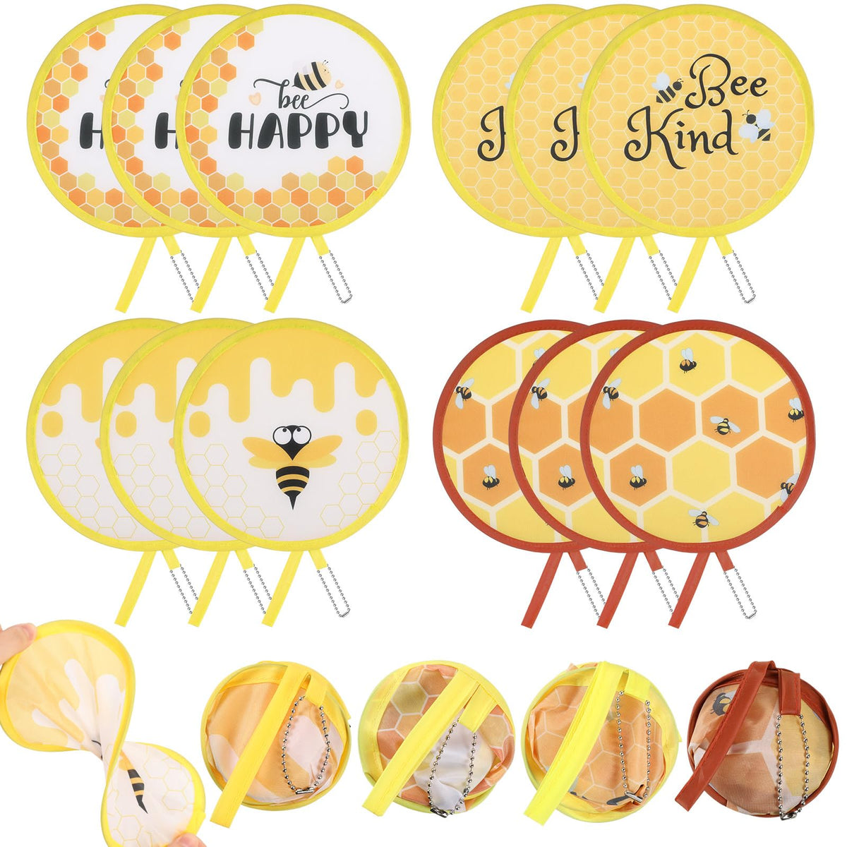 Marsui 12 Pcs Bible Church Foldable Hand Fans Christian Round Handheld Folding Fan Bulk Religious Gifts, Church Hand Fans for Women Wedding Ceremony Party Favors Bible Gift Daily Use