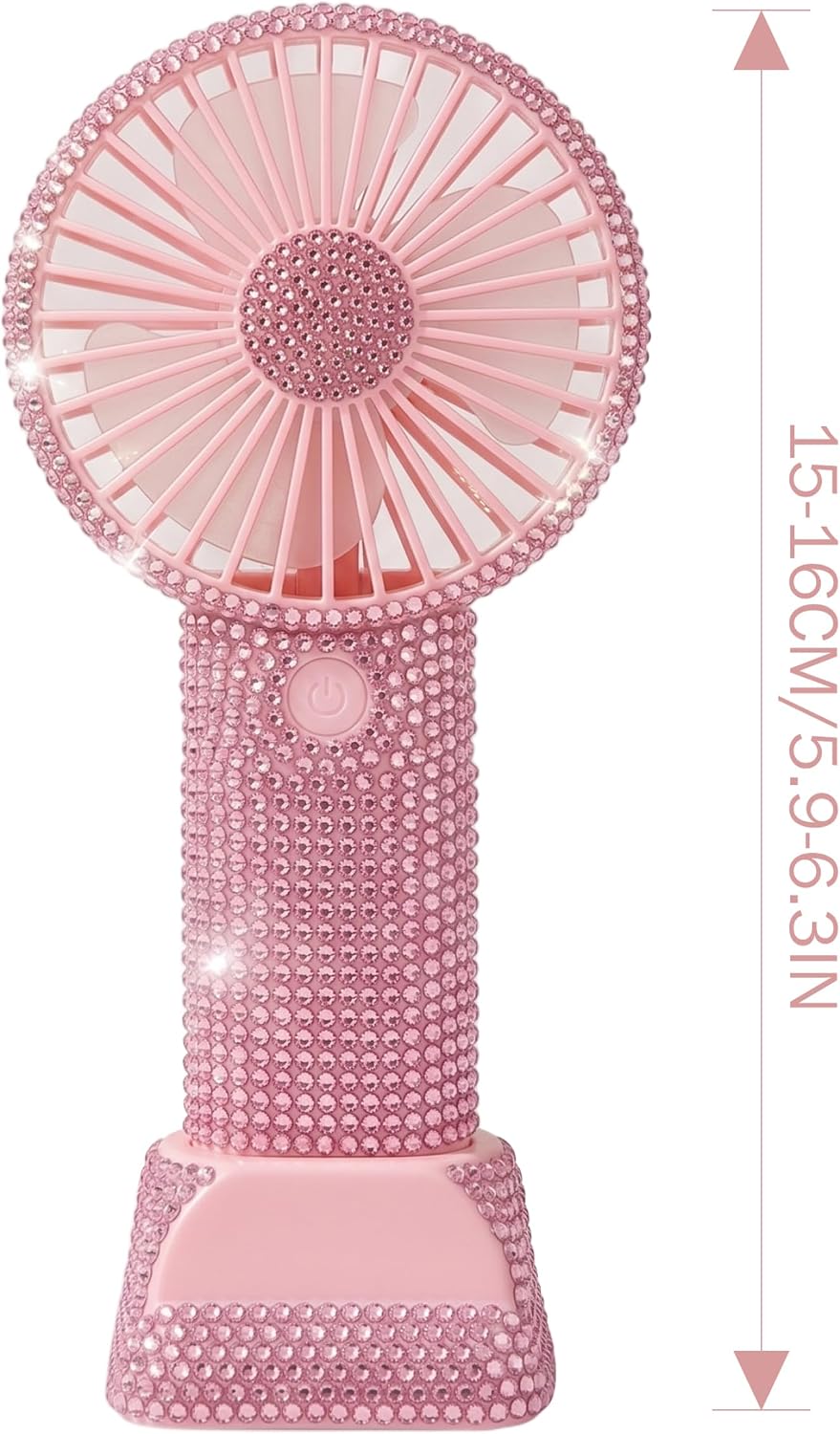 Rhinestone Fan, 3 Speed Rechargeable Portable | Quiet 3 Speed Settings, Ideal for Makeup Application, Lightweight for Travel