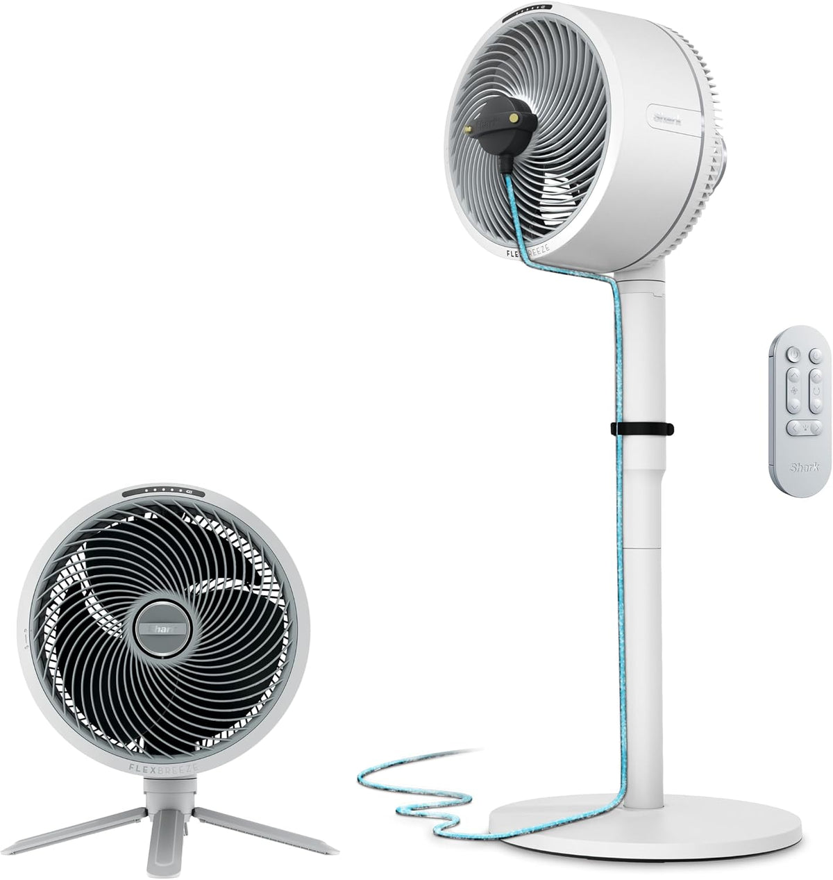 Shark FlexBreeze 2-in-1 Fan with Misting Attachment, White, FA222WH