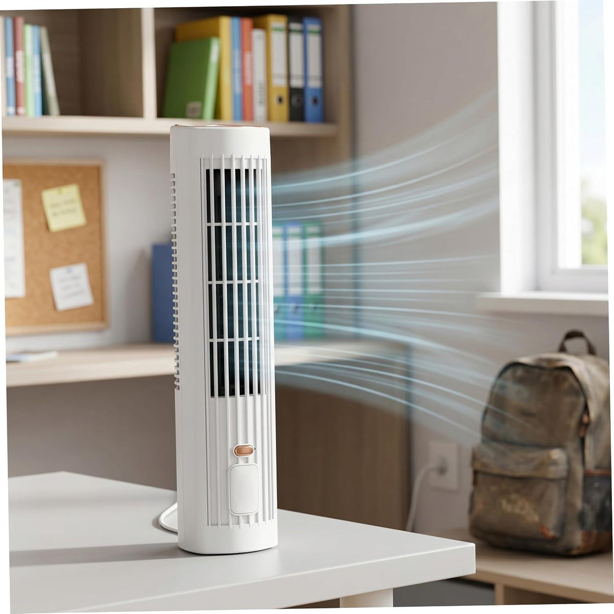 Cooling Tower Fan 2 Pcs, 3 Speed, White, 12.6in | Bladeless Safe Design, 3 Adjustable Speeds, Ideal for Home Office Camping
