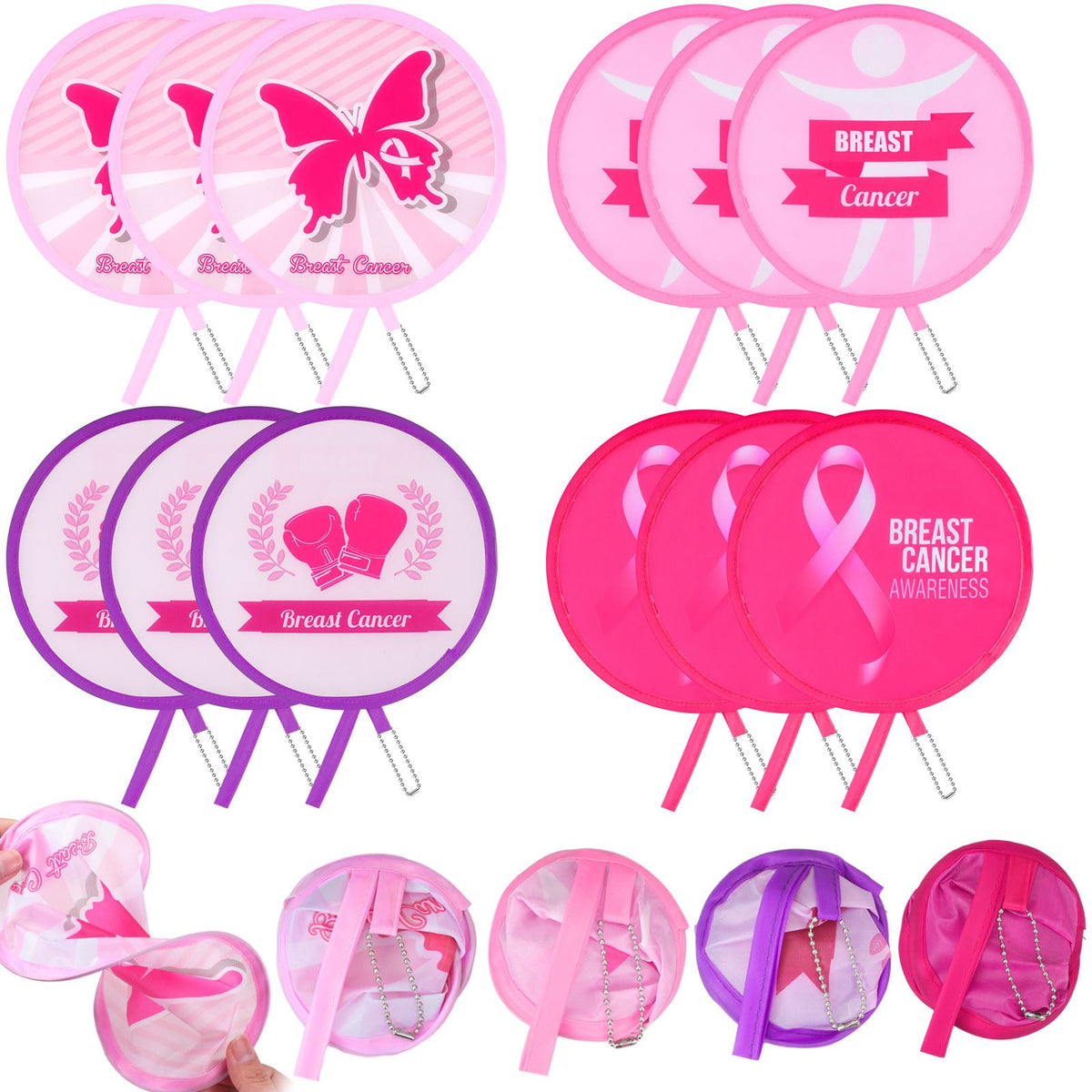 Marsui 12 Pcs Bible Church Foldable Hand Fans Christian Round Handheld Folding Fan Bulk Religious Gifts, Church Hand Fans for Women Wedding Ceremony Party Favors Bible Gift Daily Use