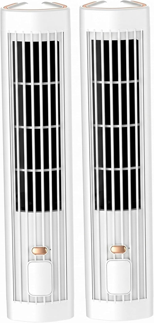 Cooling Tower Fan 2 Pcs, 3 Speed, White, 12.6in | Bladeless Safe Design, 3 Adjustable Speeds, Ideal for Home Office Camping