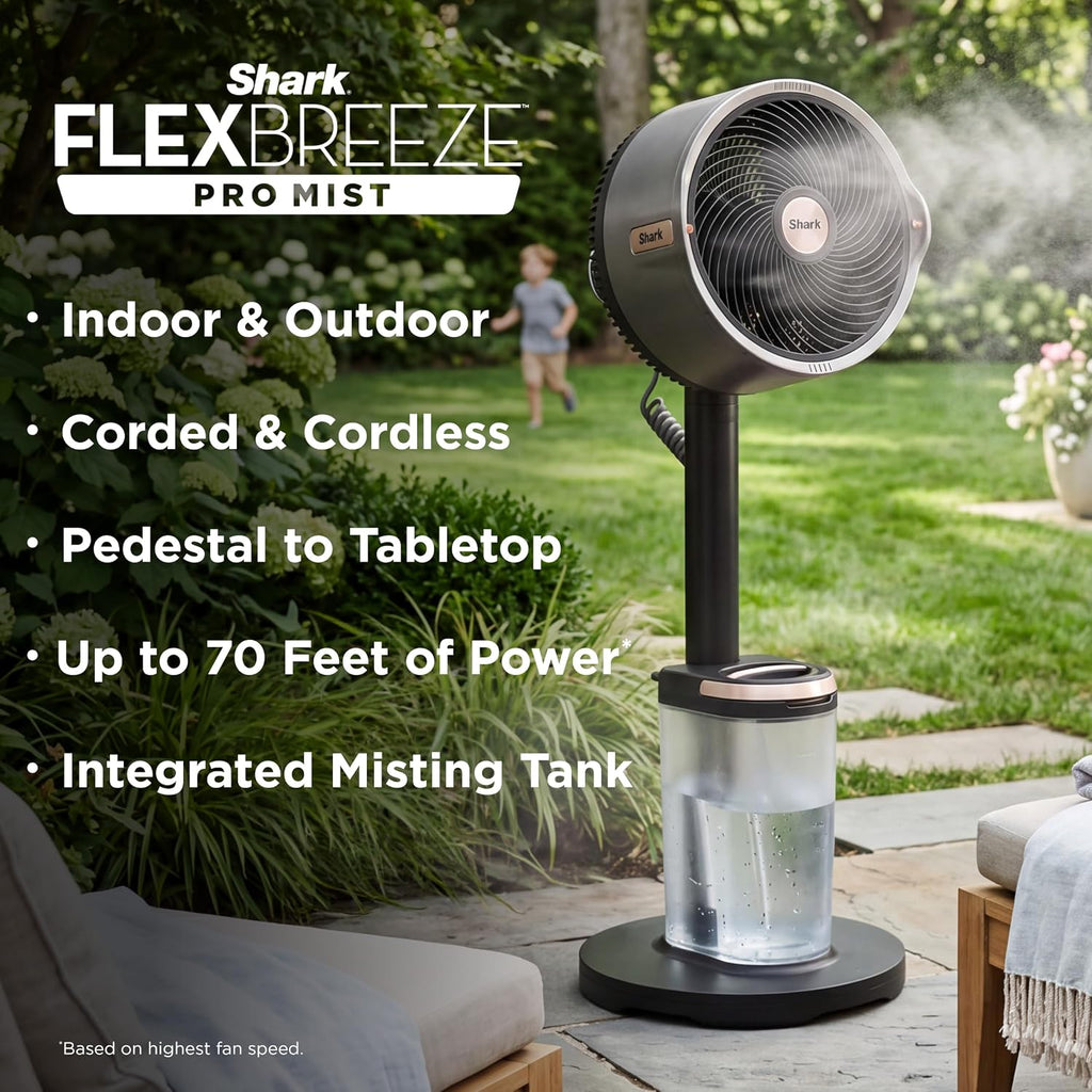 Shark FlexBreeze Pro Mist 2-in-1 Fan with Integrated Mist, White, FA302WH