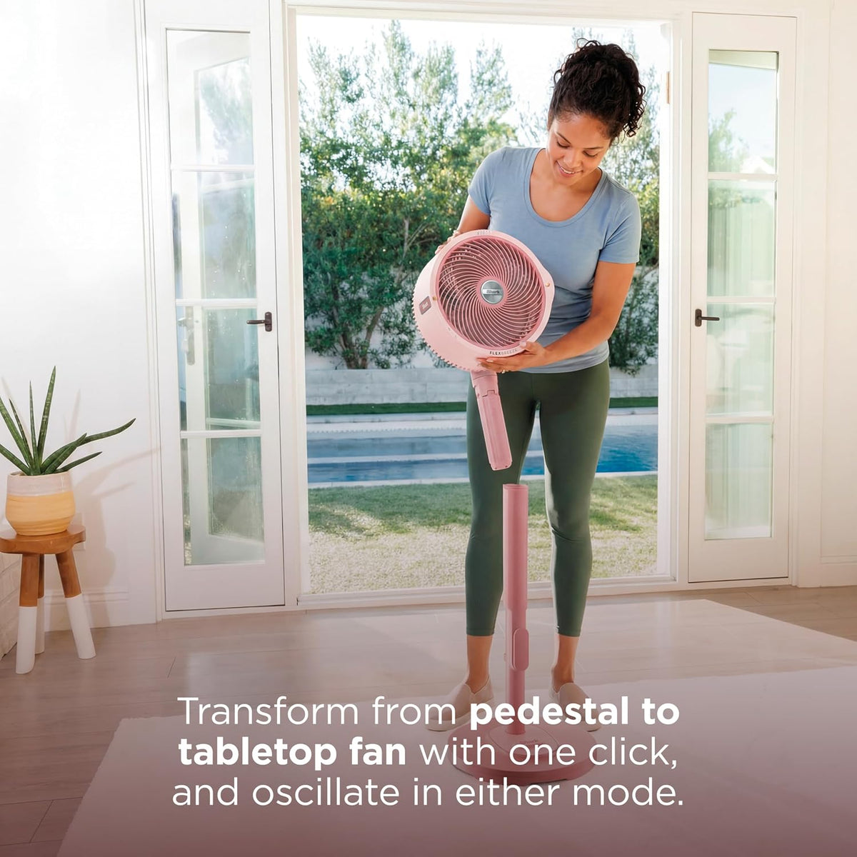 Shark FlexBreeze Pro Mist 2-in-1 Fan with Integrated Mist, Blush, FA300PK2