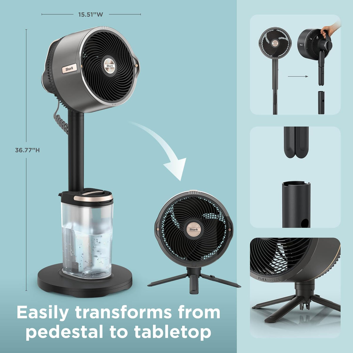 Shark FlexBreeze Pro Mist 2-in-1 Fan with Integrated Mist, White, FA302WH