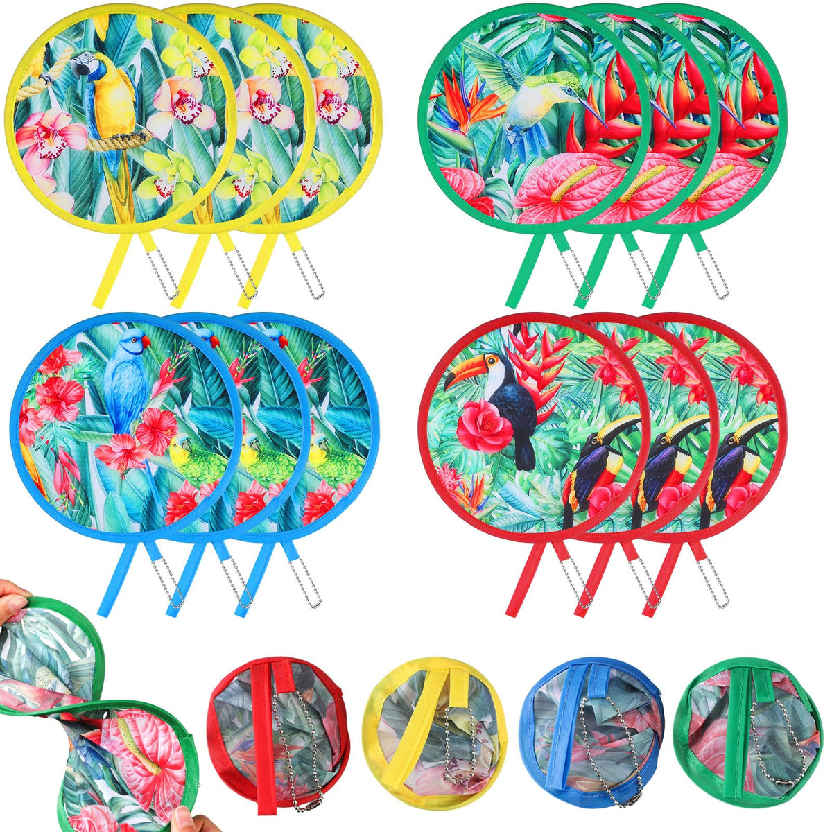 Marsui 12 Pcs Bible Church Foldable Hand Fans Christian Round Handheld Folding Fan Bulk Religious Gifts, Church Hand Fans for Women Wedding Ceremony Party Favors Bible Gift Daily Use