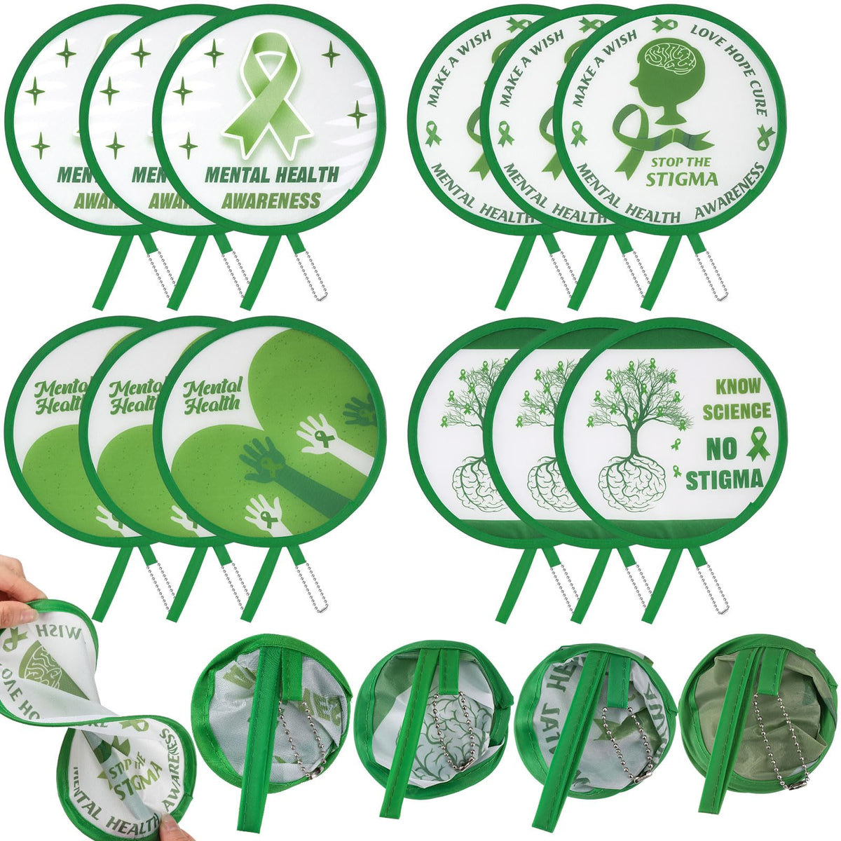 Marsui 12 Pcs Bible Church Foldable Hand Fans Christian Round Handheld Folding Fan Bulk Religious Gifts, Church Hand Fans for Women Wedding Ceremony Party Favors Bible Gift Daily Use