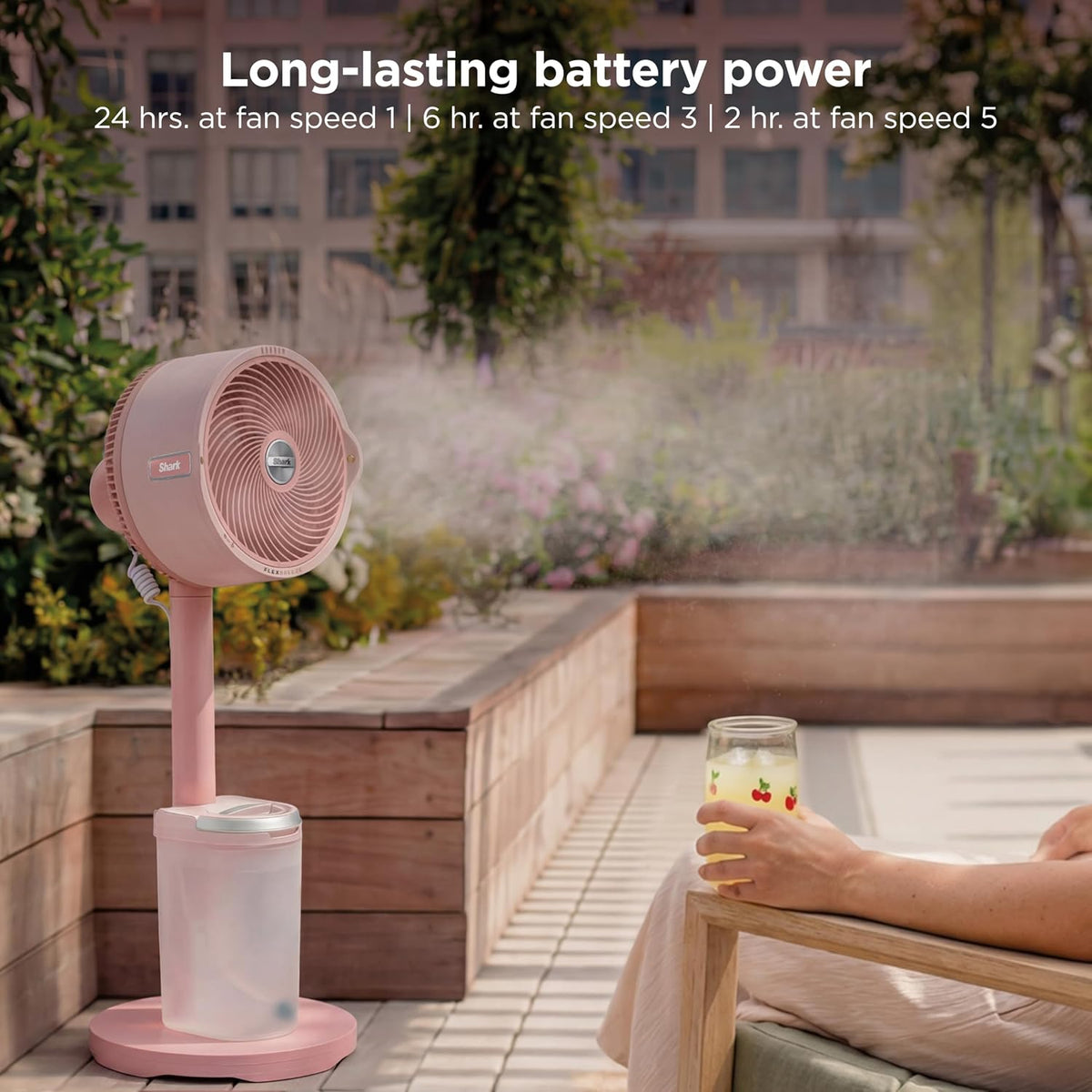Shark FlexBreeze Pro Mist 2-in-1 Fan with Integrated Mist, Blush, FA300PK2