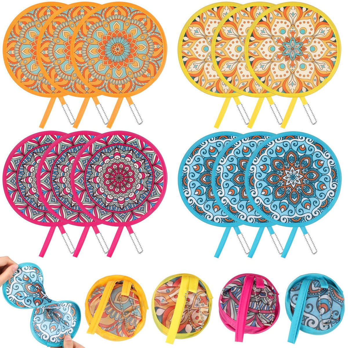 Marsui 12 Pcs Bible Church Foldable Hand Fans Christian Round Handheld Folding Fan Bulk Religious Gifts, Church Hand Fans for Women Wedding Ceremony Party Favors Bible Gift Daily Use