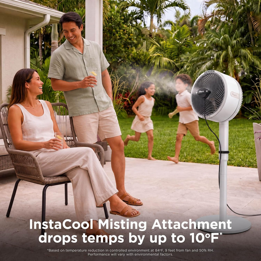 Shark FlexBreeze 2-in-1 Fan with Misting Attachment, White, FA222WH