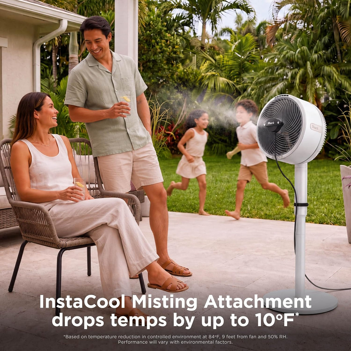 Shark FlexBreeze 2-in-1 Fan with Misting Attachment, White, FA222WH